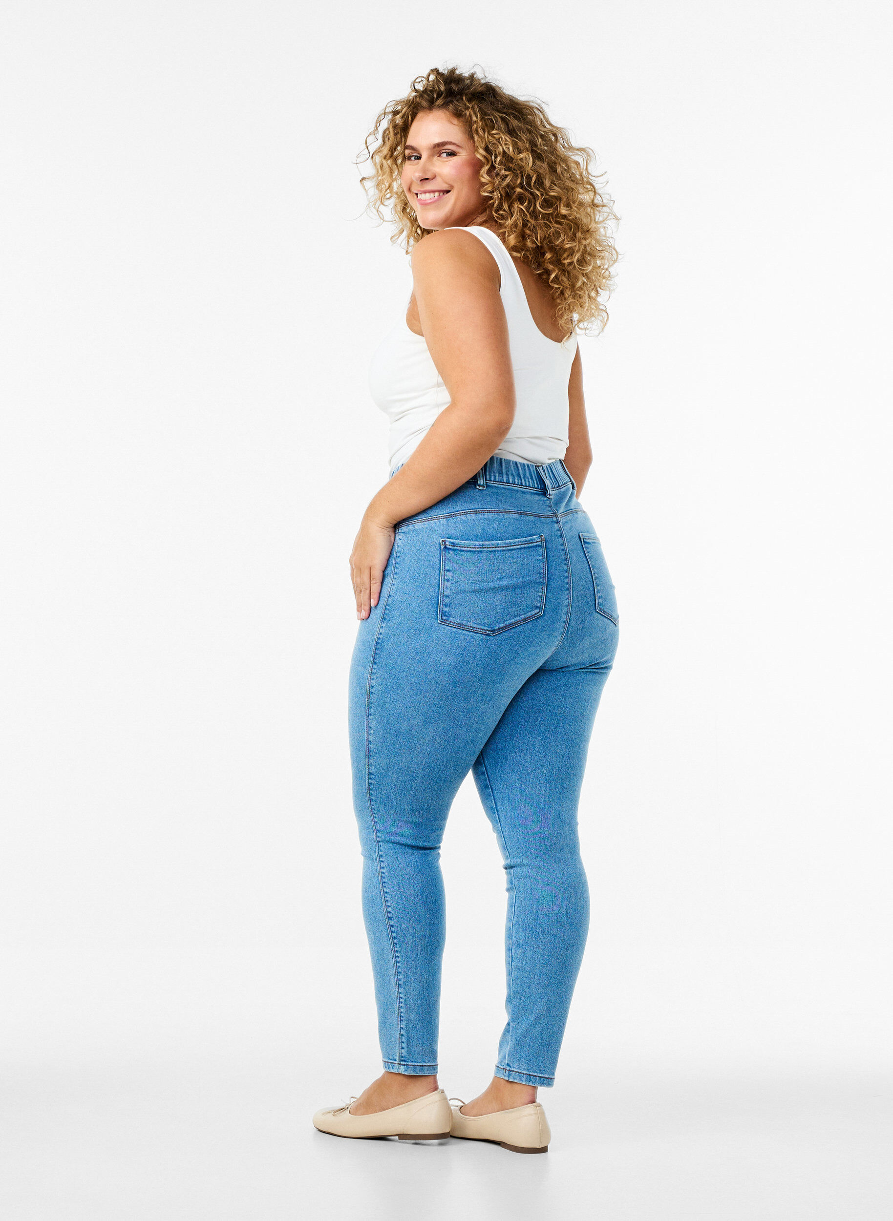ZizzifashionHigh-waisted jeggings, Light Blue, Model image number 1
