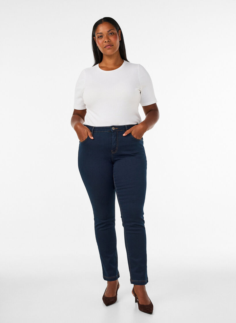 Slim fit Emily jeans with normal waist, Blue, Model image number 1
