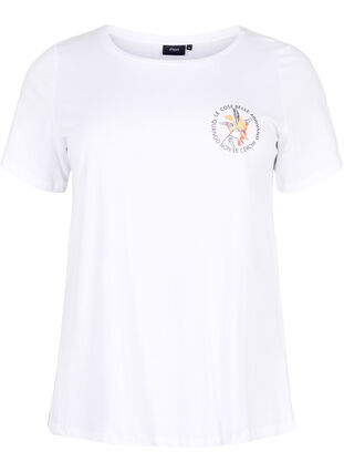 Cotton t-shirt with print on the front, White Chest Print, Packshot image number 0