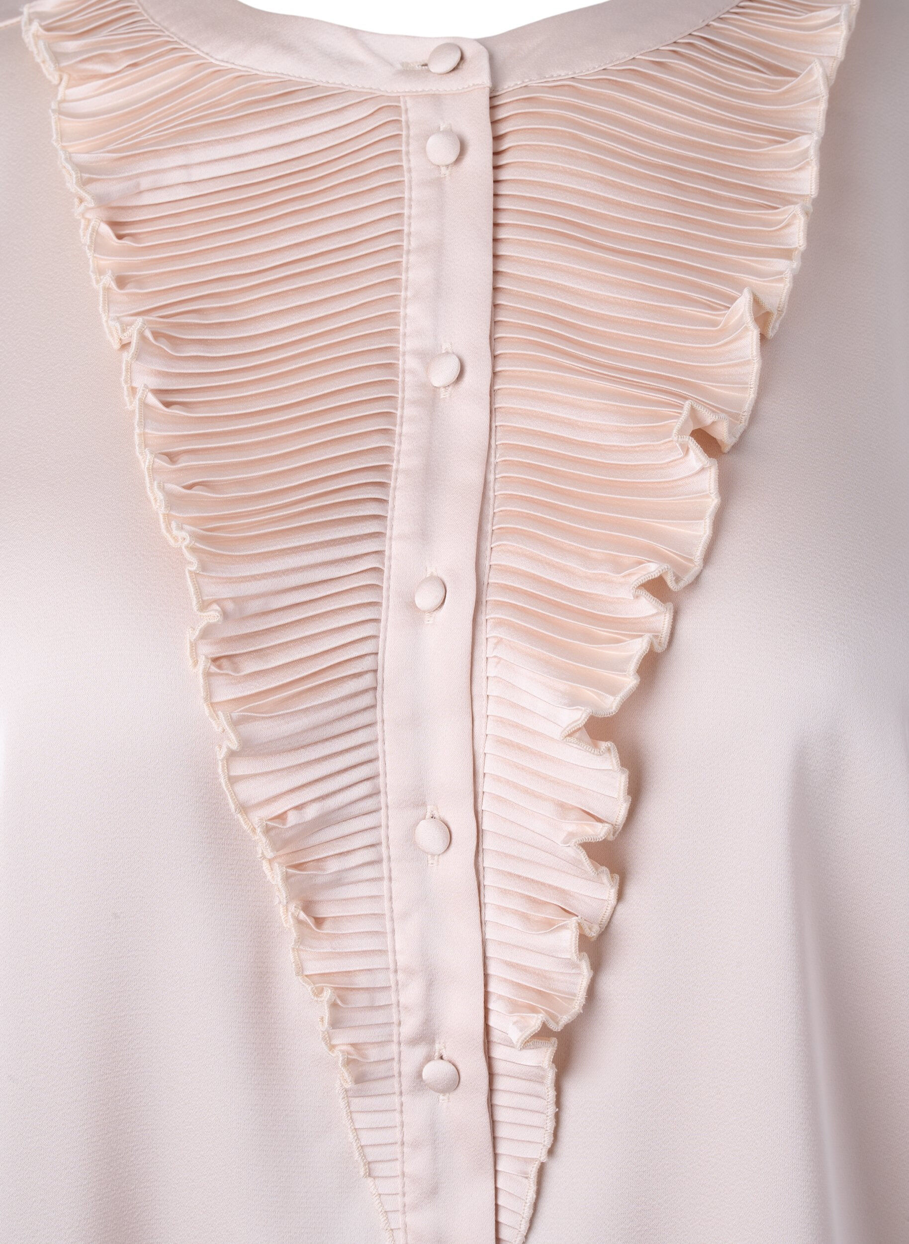 Zizzifashion Satin shirt blouse with ruffle details, Champagne, Packshot image number 2