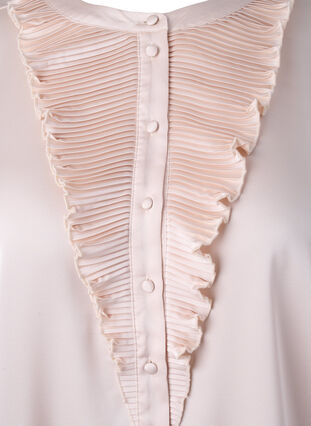 Satin shirt blouse with ruffle details, Champagne, Packshot image number 2