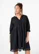 Cotton dress with crochet details, Black, Model image number 0