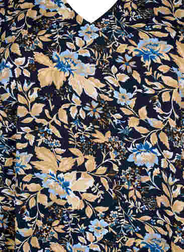 FLASH - Tunic with v neck and print, Brown Blue Flower, Packshot image number 2