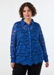 Lace shirt with pearl buttons, Blue, Model image number 0