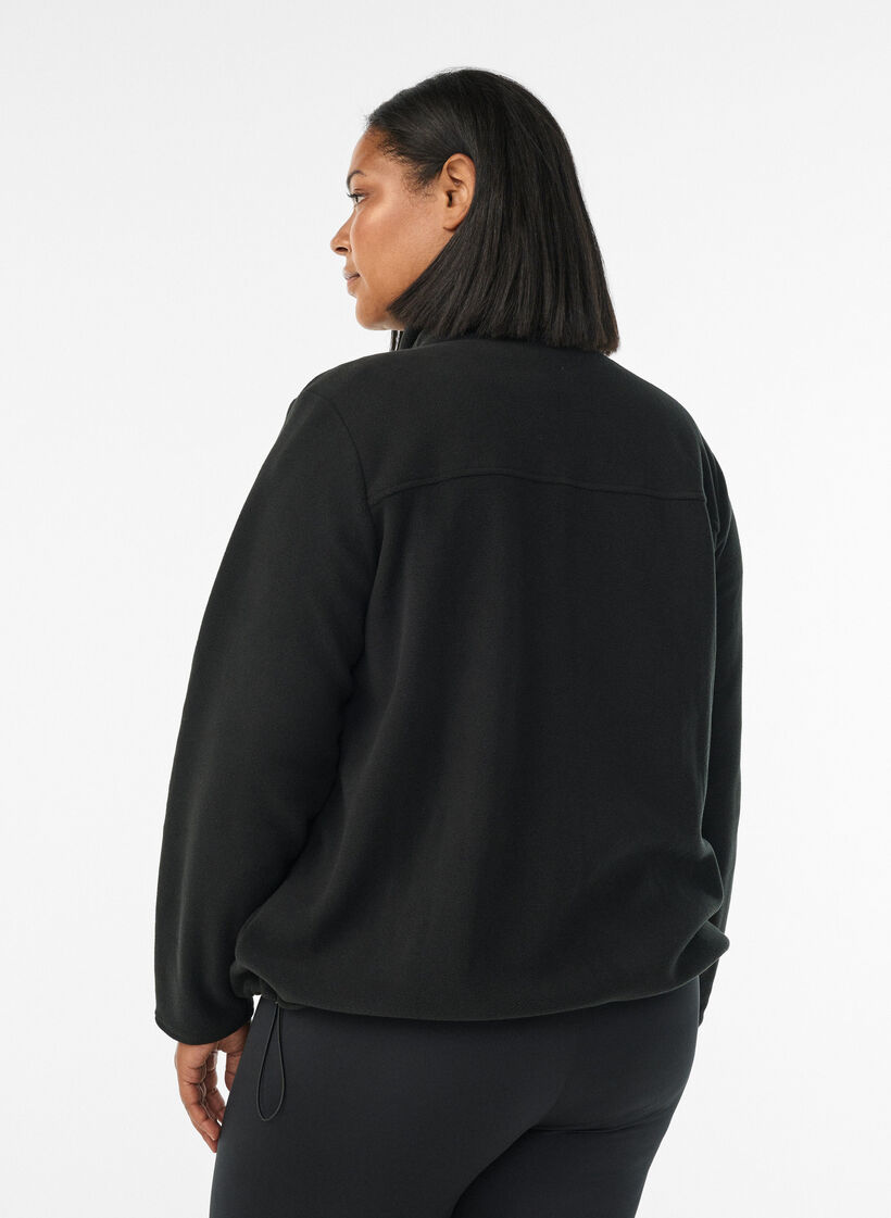 Fleece jacket with pockets, Black, Model image number 2