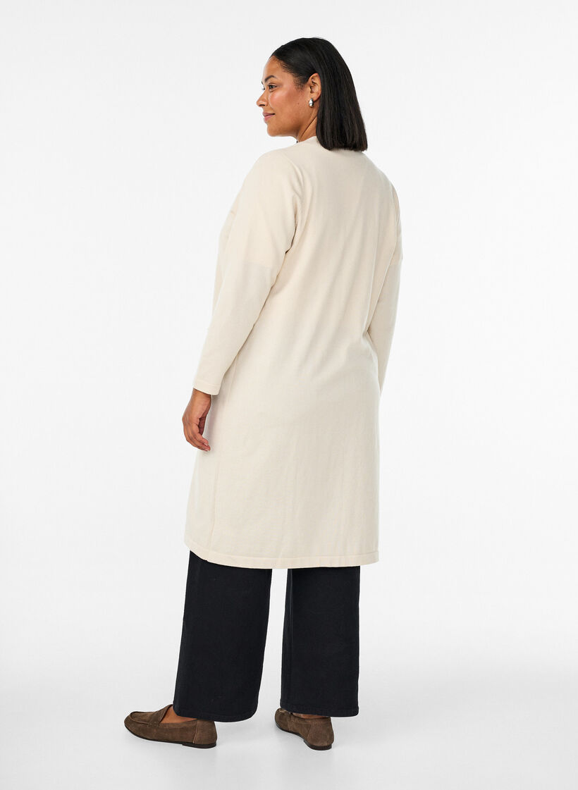 FLASH - Long, open cardigan with pockets, Beige, Model image number 1