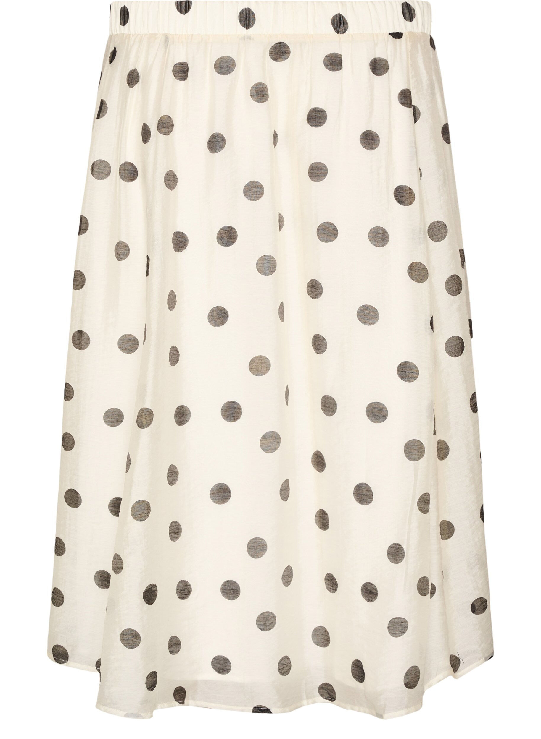Zizzifashion A-line midi skirt with polka dots, Vanilla, Packshot image number 1