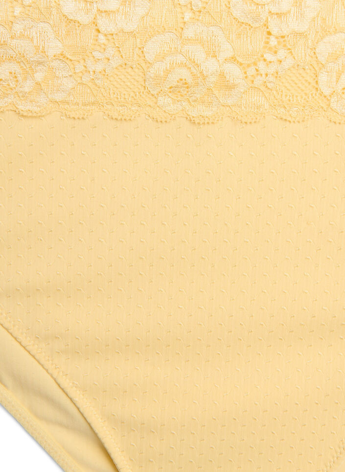 Tai briefs with dobby texture and lace trim, Yellow, Packshot image number 2