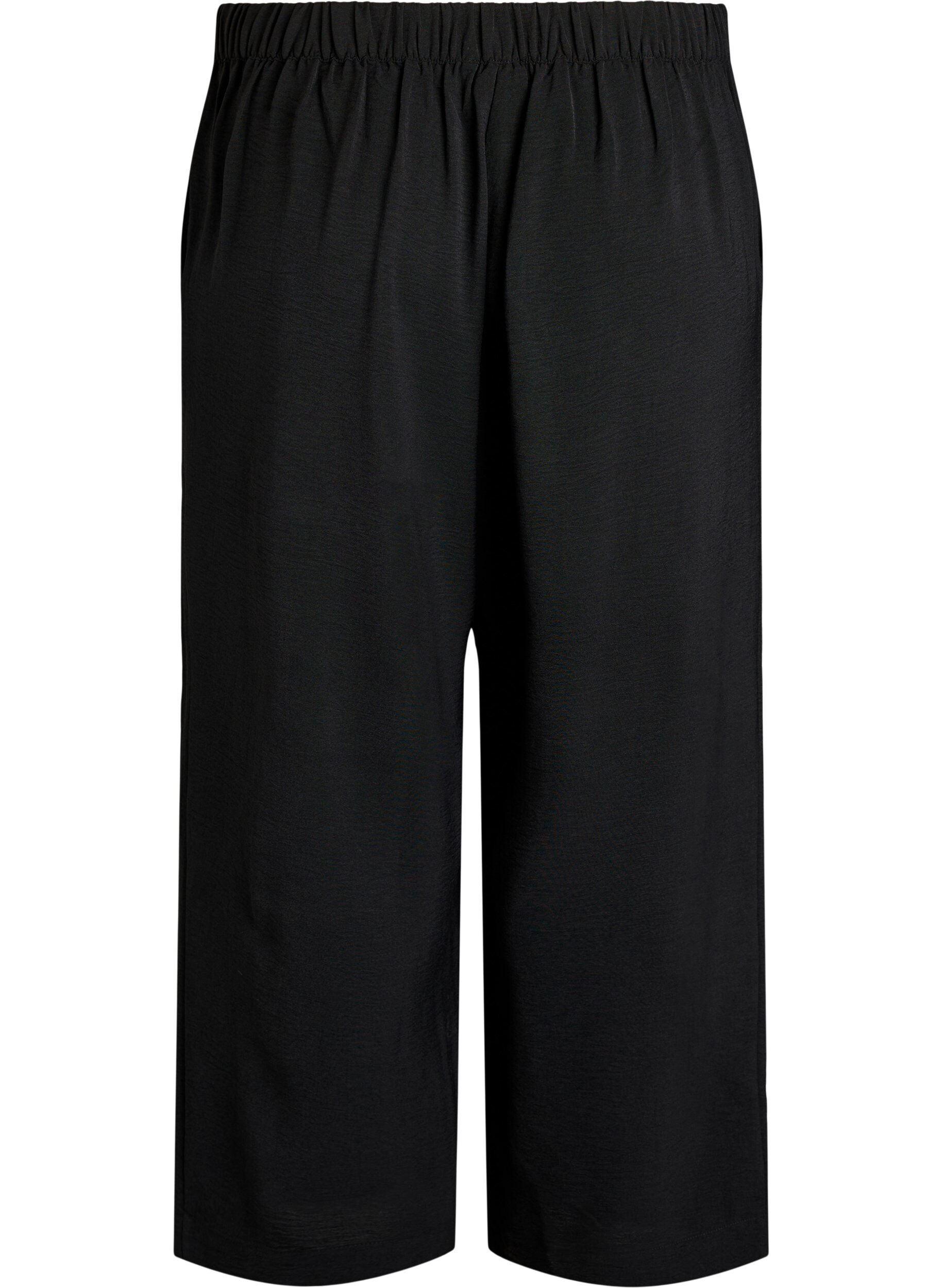 Zizzifashion High-waisted culottes with an elasticated back, Black, Packshot image number 1