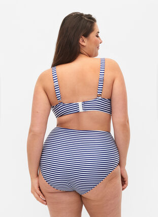 High-waisted striped bikini bottoms, Blue Striped, Model image number 1