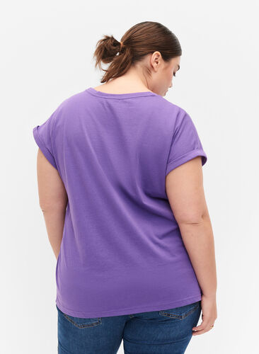 Short sleeved cotton blend t-shirt, Deep Lavender, Model image number 1