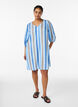 Short dress in linen and viscose with 3/4 sleeves, Blue, Model image number 1