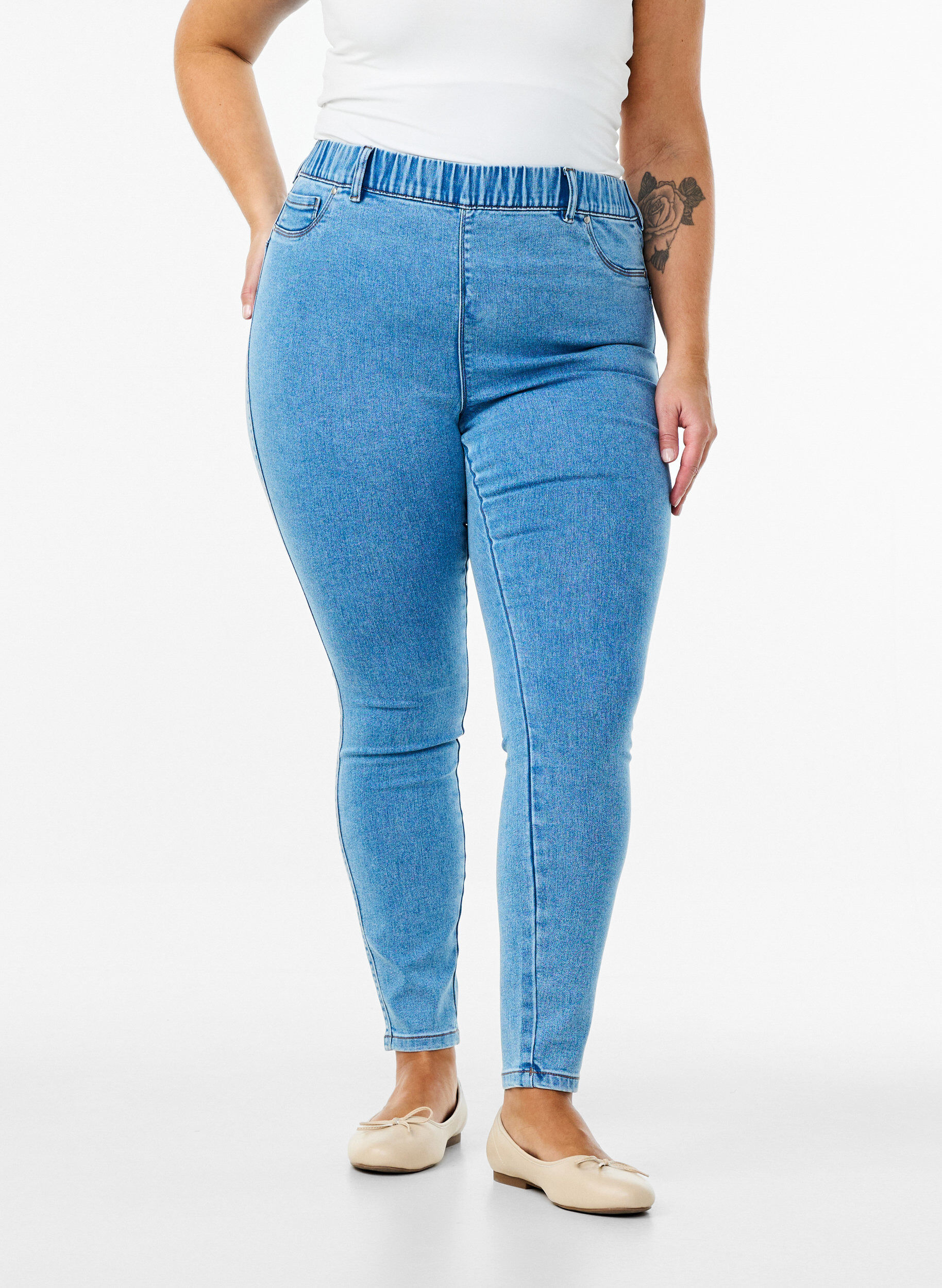 Zizzifashion High-waisted jeggings, Light Blue, Model image number 2