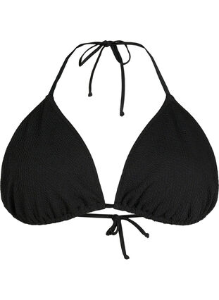 Triangle bikini bra with crepe structure, Black, Packshot image number 0
