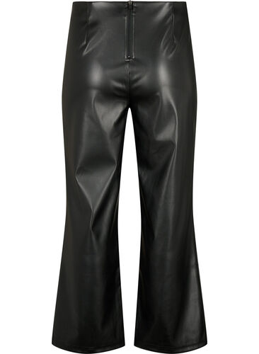 Imitated leather trousers with a wide leg., Black, Packshot image number 1