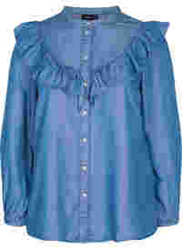 Long-sleeved shirt with ruffles in lyocell (TENCEL™)