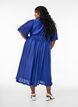 Pleated midi dress with batwing sleeves, Blue, Model image number 1