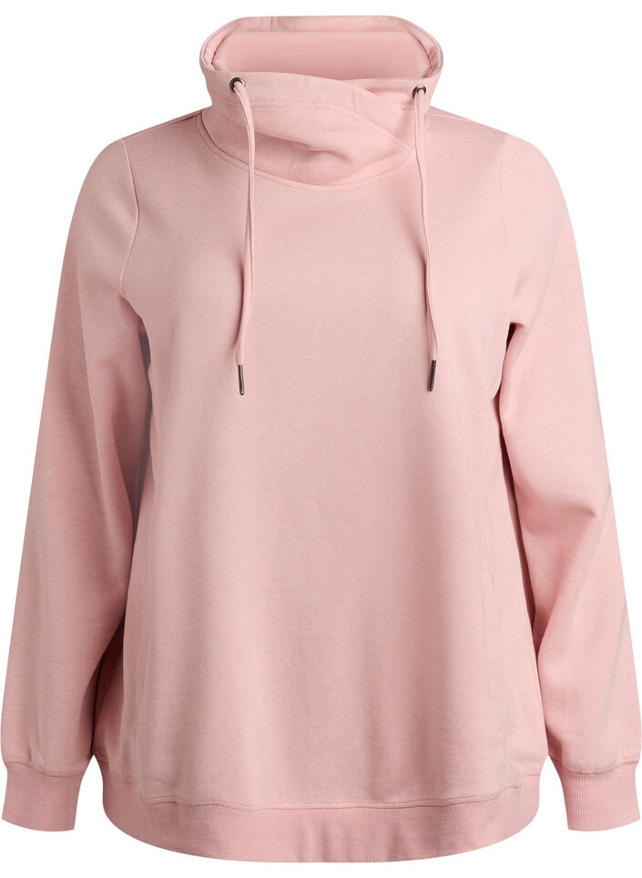 Sweatshirt with high collar and pockets, Red, Packshot image number 0