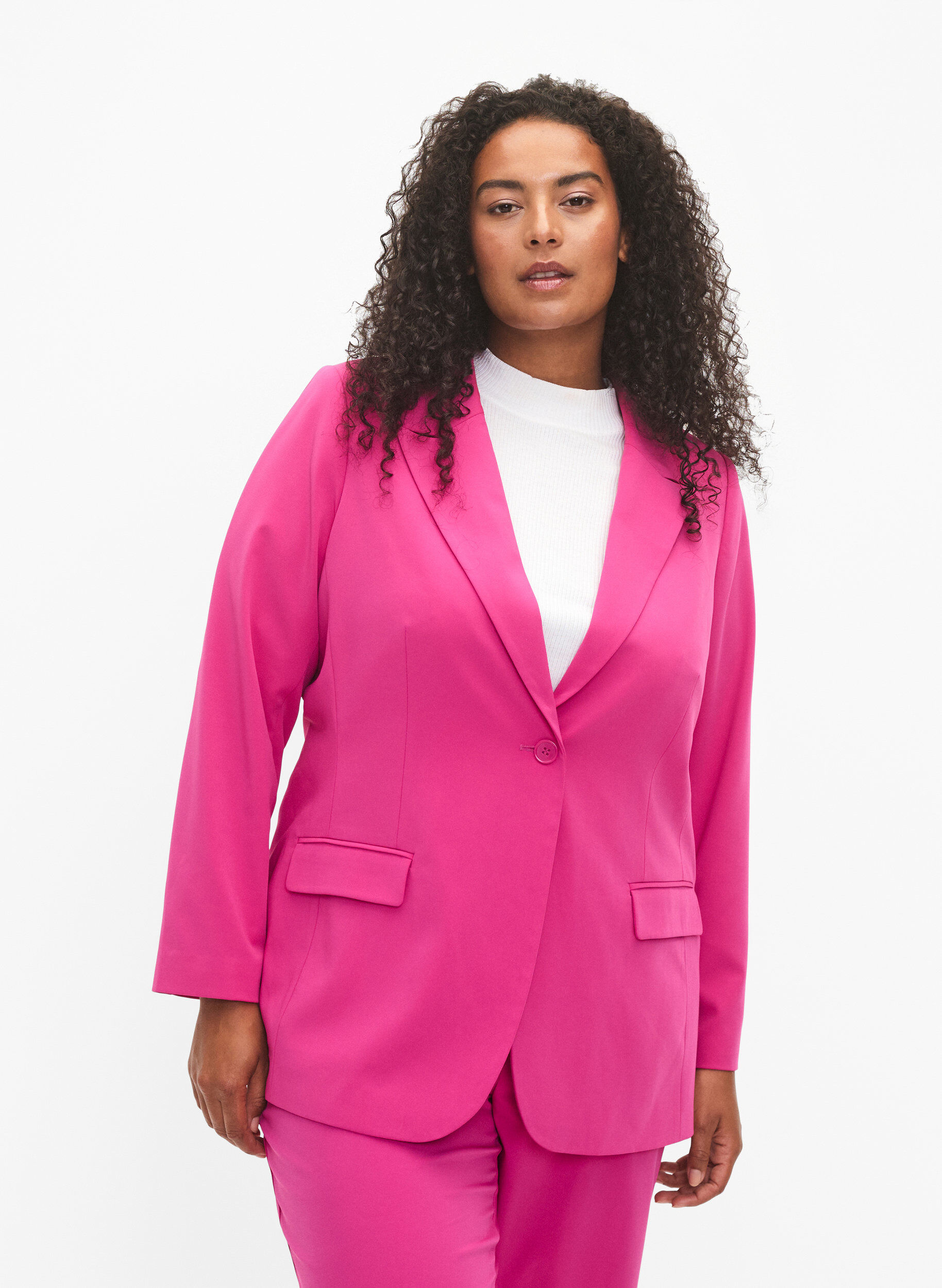 Zizzifashion Classic blazer with pockets, Festival Fuchsia, Model image number 0