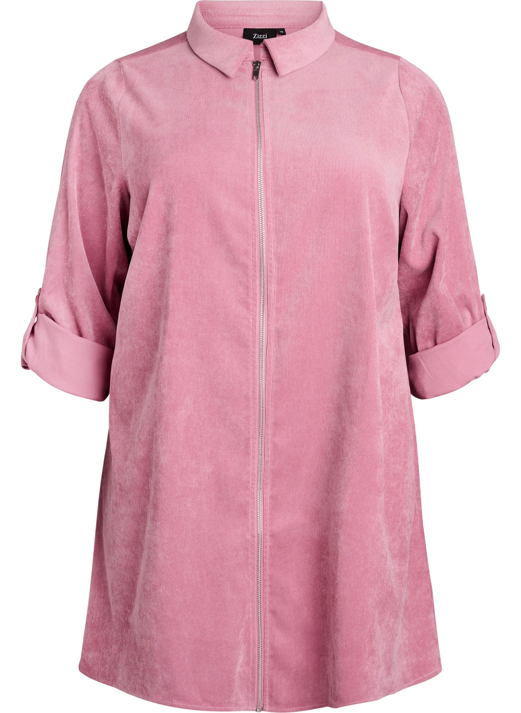 ZizzifashionCorduroy dress with zipper and 3/4 sleeves, Rose, Packshot image number 0