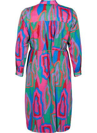 Printed wrap dress with long sleeves, Colorfull Art Print, Packshot image number 1