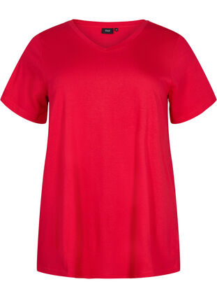 Short sleeve t-shirt with a-shape, Lipstick Red, Packshot image number 0