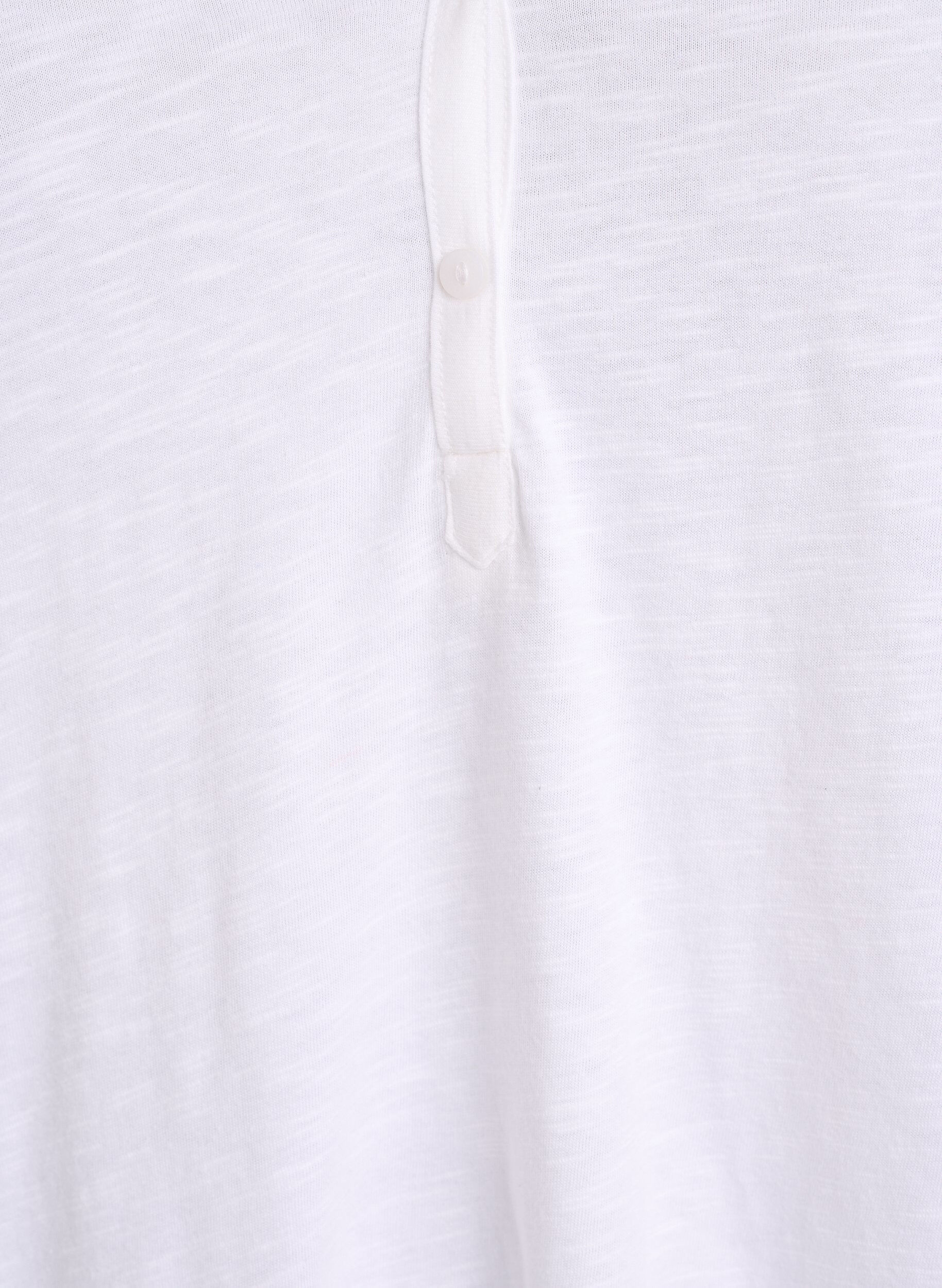 Zizzifashion Long-sleeved t-shirt with V-neck and buttons, White, Packshot image number 2