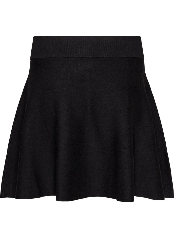 Short knitted A-line skirt, Black, Packshot image number 1