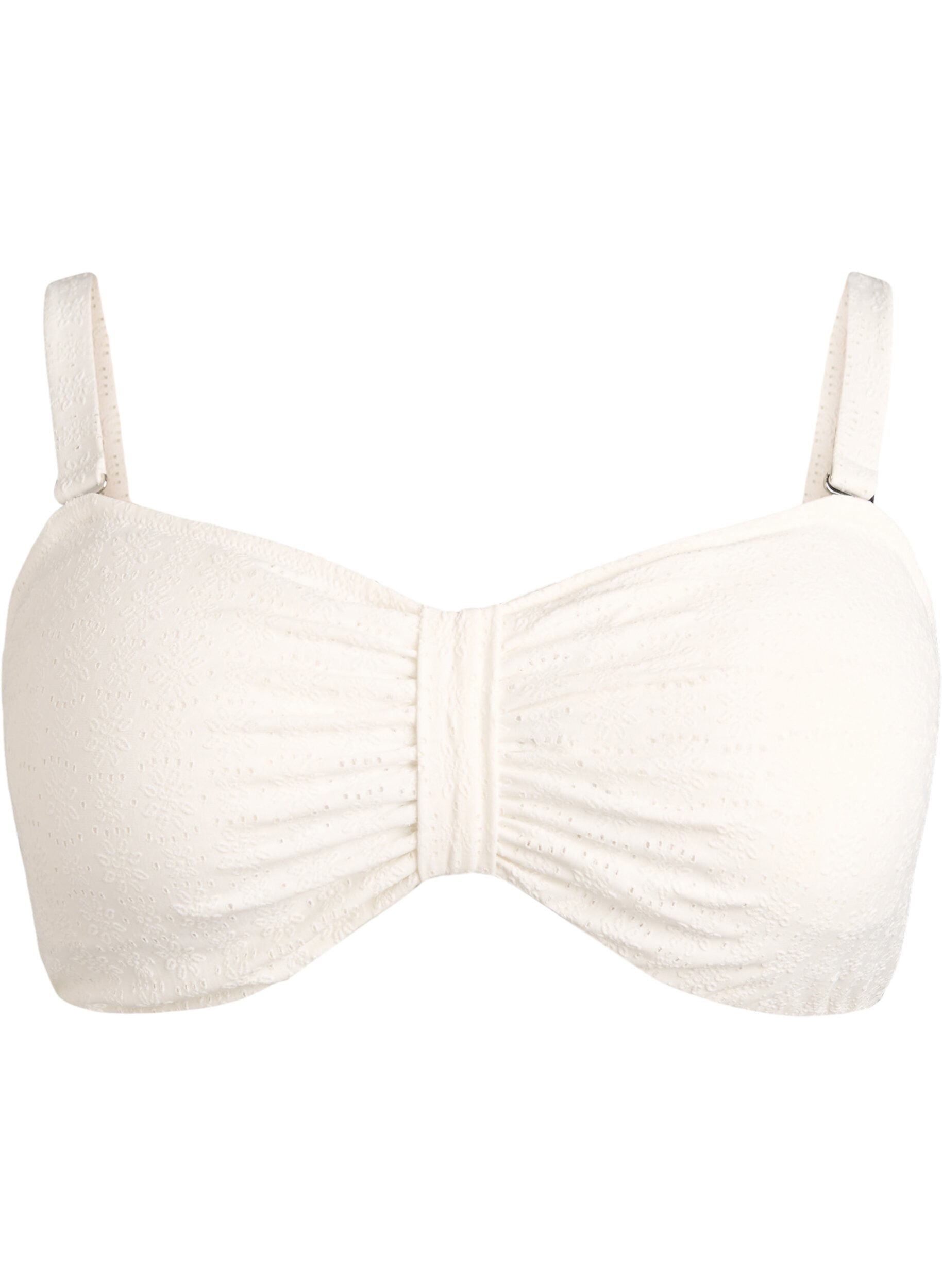 Zizzifashion Bandeau bikini top with a textured pattern and removable straps, White, Packshot image number 0
