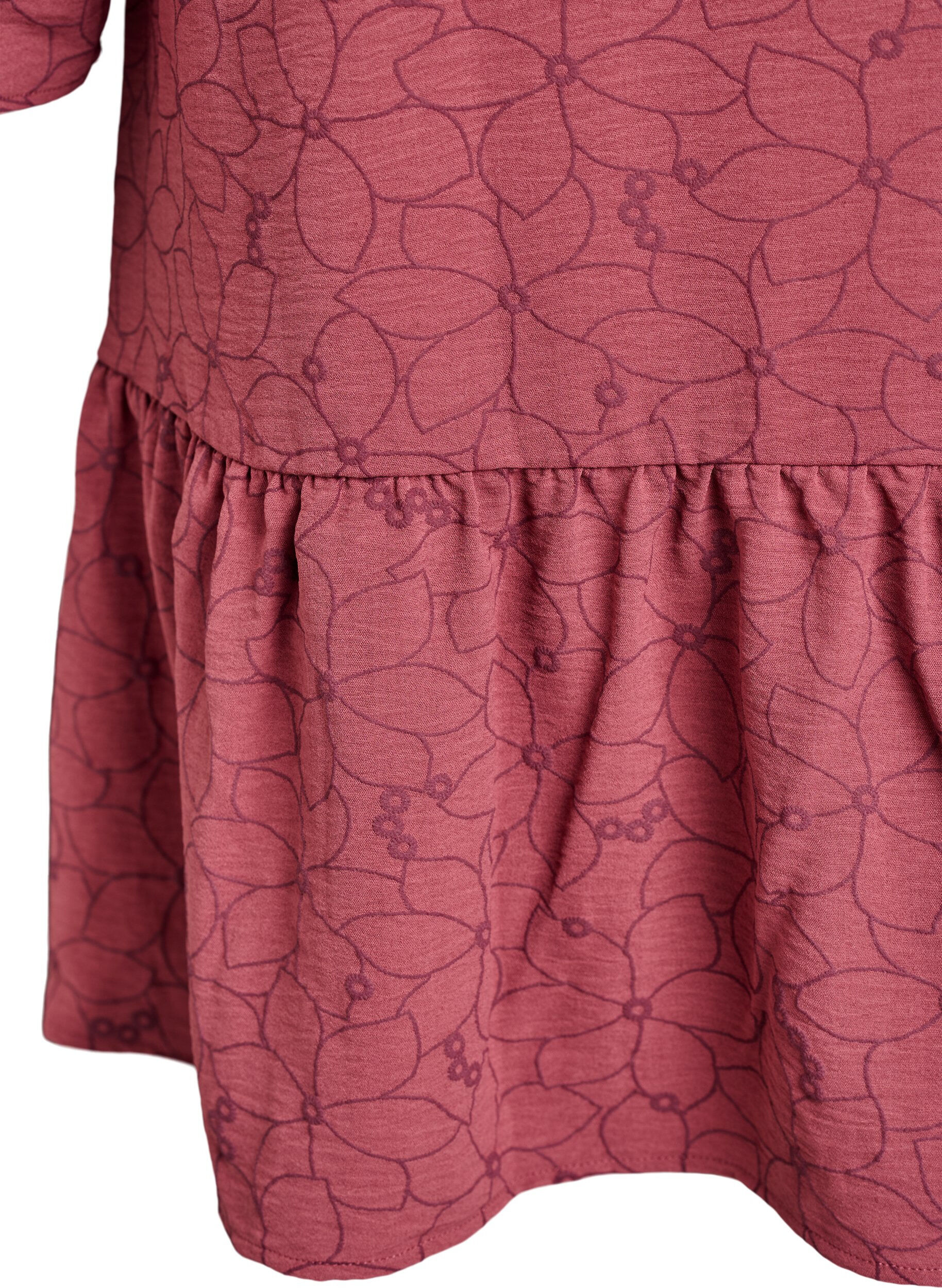 Zizzifashion Tunic with embroidered floral pattern and 3/4 sleeves, Rose, Packshot image number 3