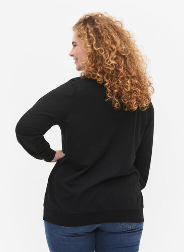 Sweatshirt with lace, Black, Model image number 1