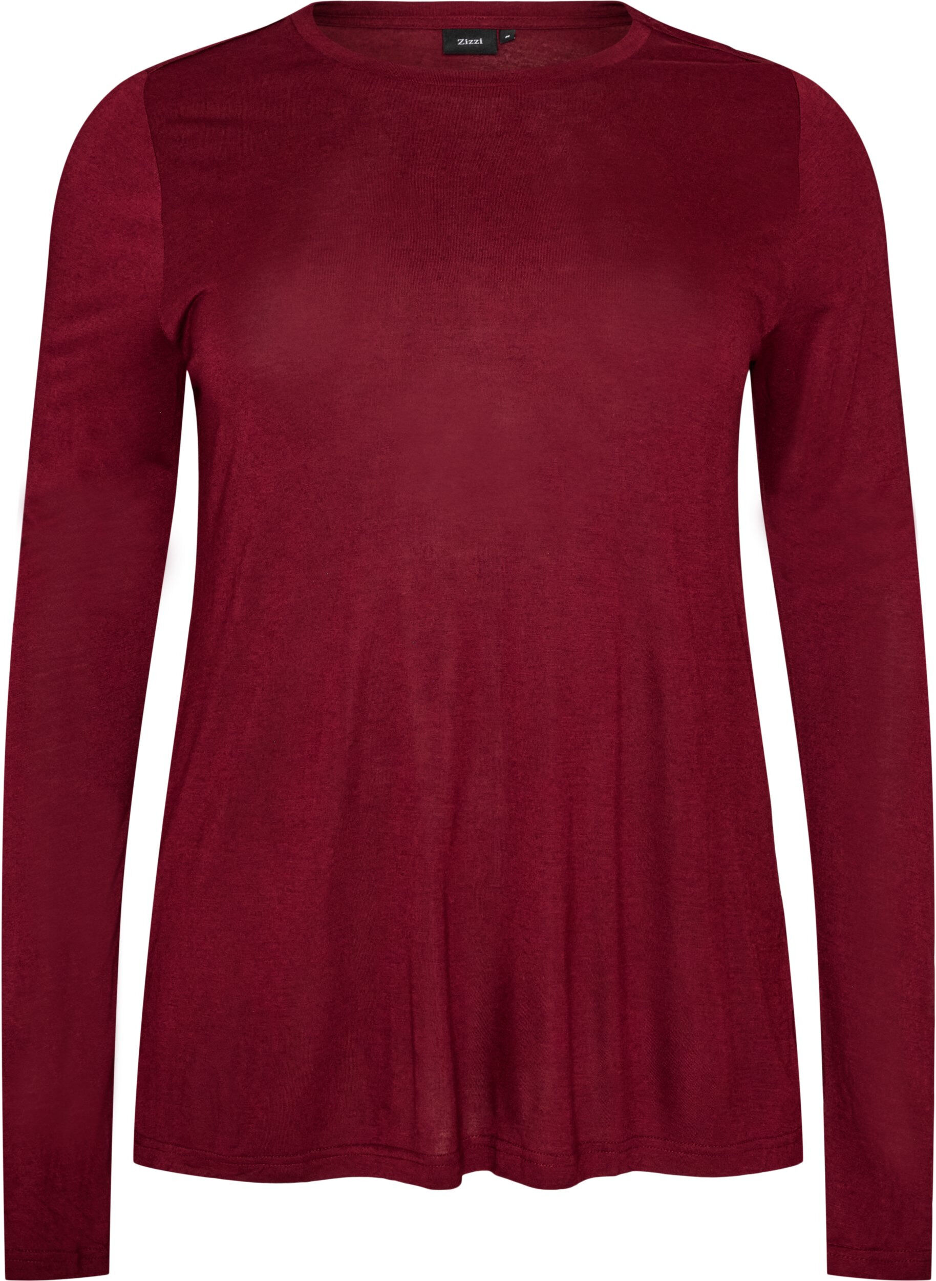 Long-sleeved blouse in wool and viscose