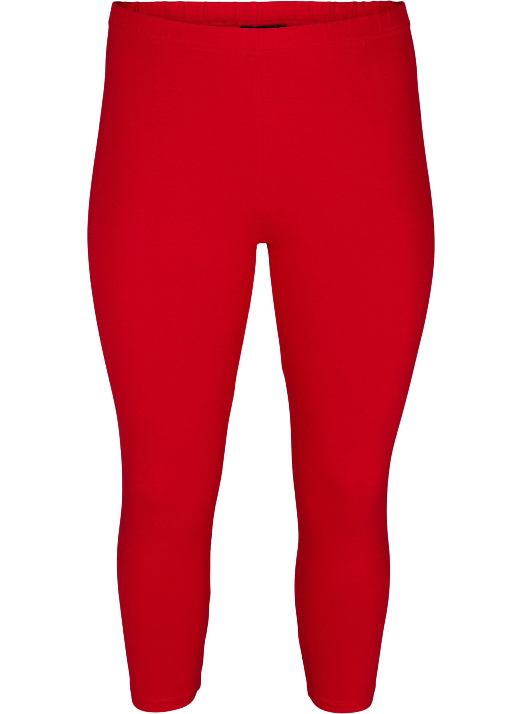 Zizzifashion 3/4 length basic leggings, Tango Red, Packshot image number 0