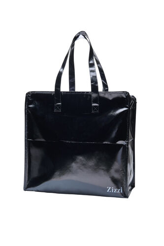 Shopping bag with zip, Black, Packshot image number 1