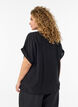 Viscose blouse with buttons and texture, Black, Model image number 2