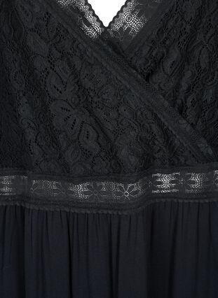 Lacy v-neck nightgown, Black, Packshot image number 2