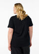 T-shirt with text print and contrast trim, Black, Model image number 2