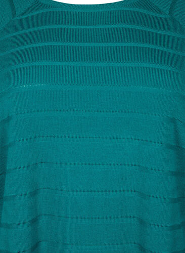 Knitted blouse with tone-on-tone stripes, Deep Lake, Packshot image number 2