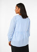 Striped blouse with open front and embroidery details, Light Blue, Model image number 2