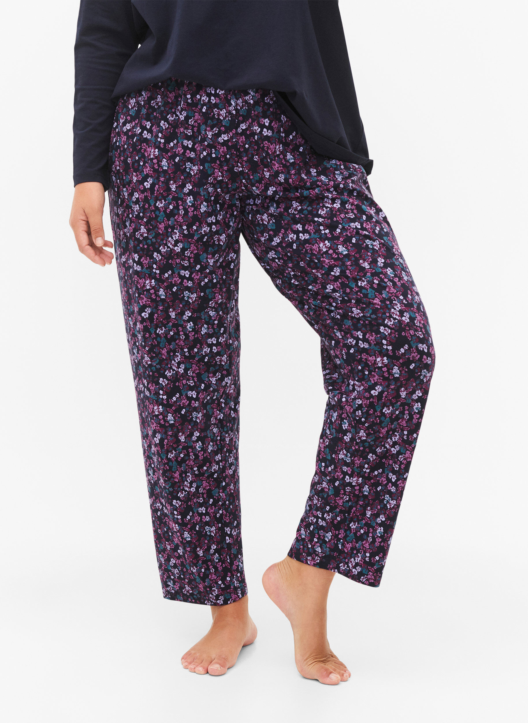ZizzifashionCotton pajama pants with print, Blue, Model image number 2
