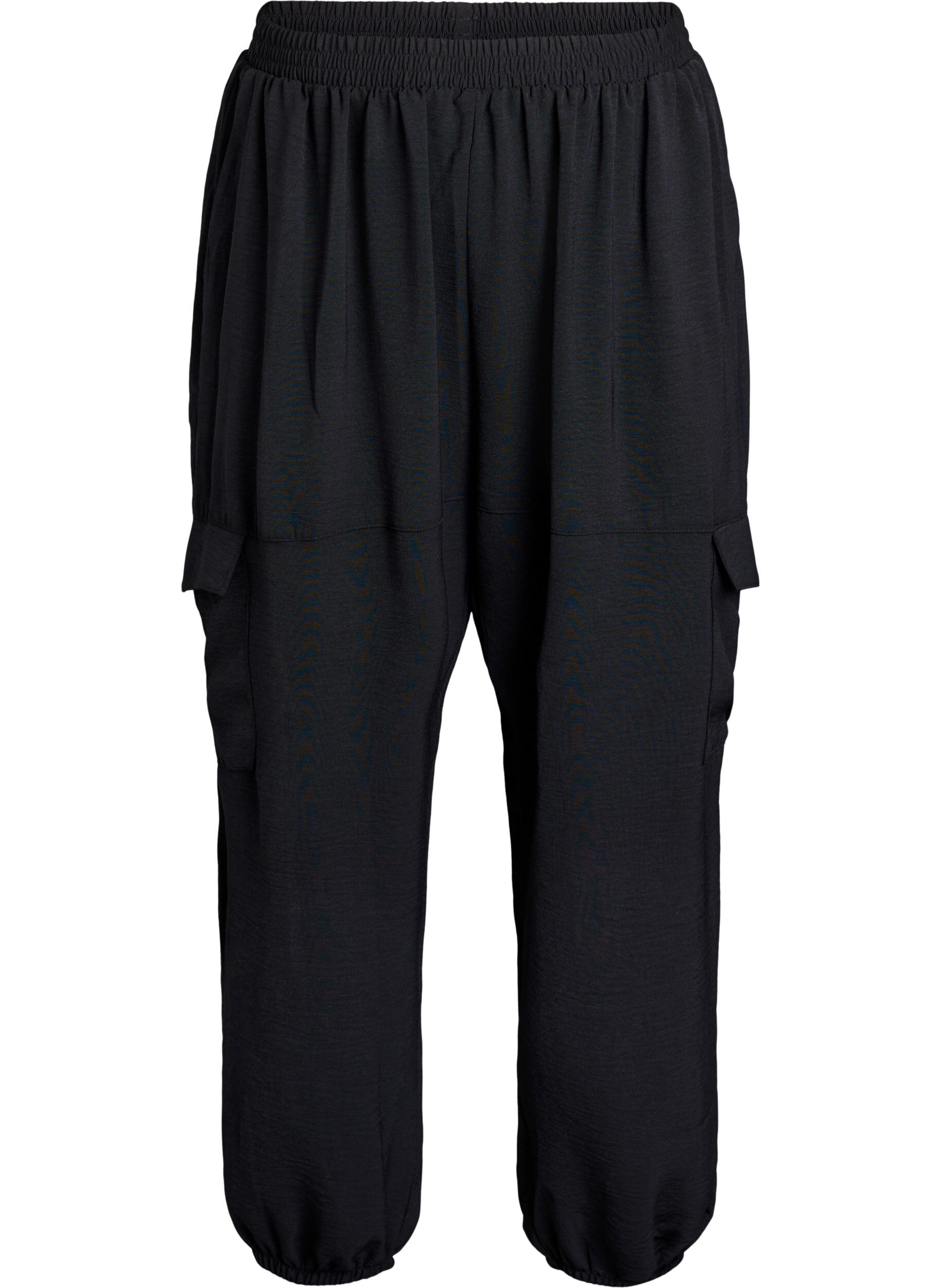 Zizzifashion Harem trousers with cargo pockets and elasticated waist, Black, Packshot image number 0