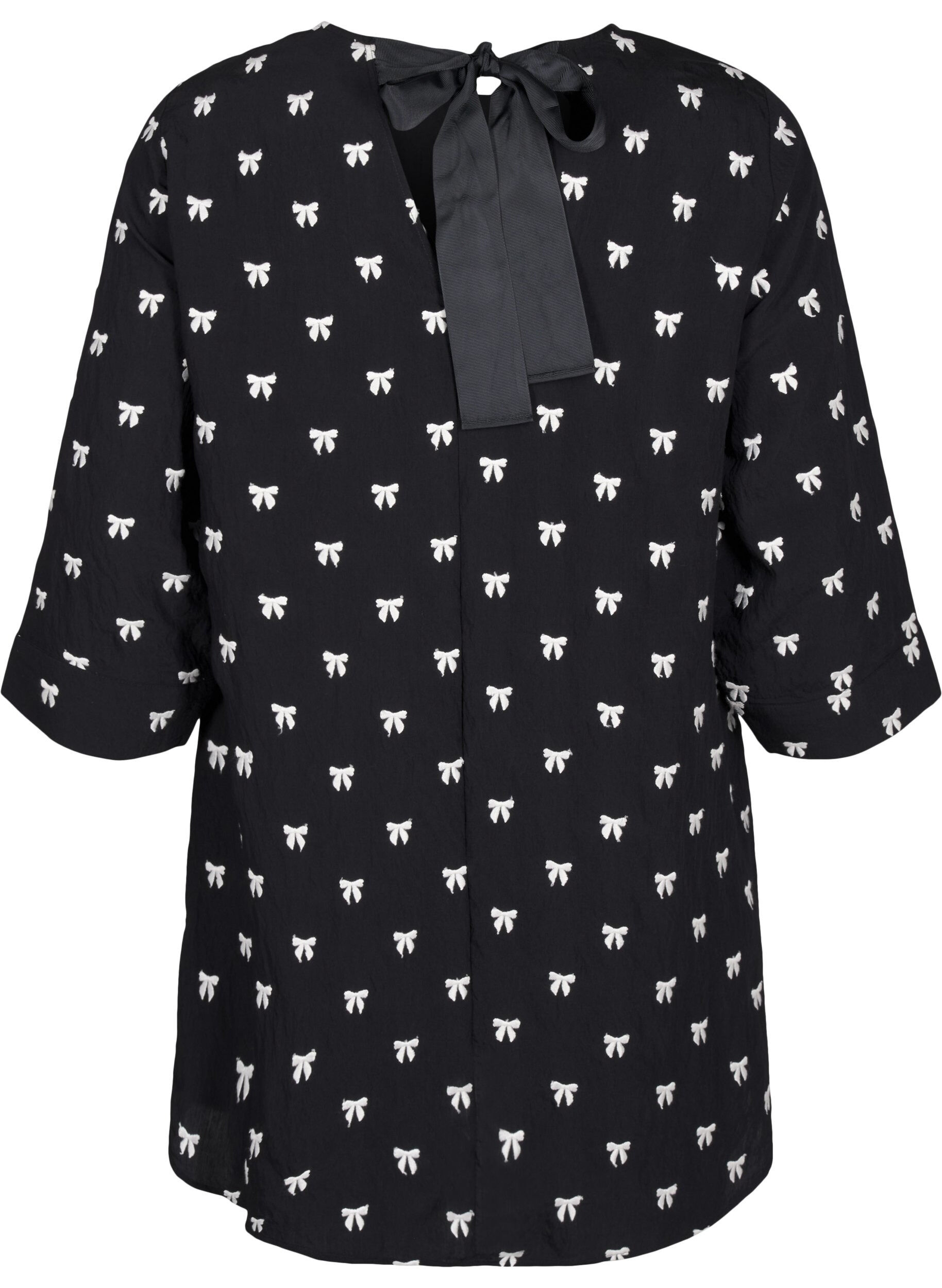 Zizzifashion Tunic with bows and 3/4 sleeves, Black, Packshot image number 1