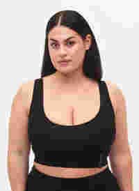 Seamless bra with round neckline, Black, Model