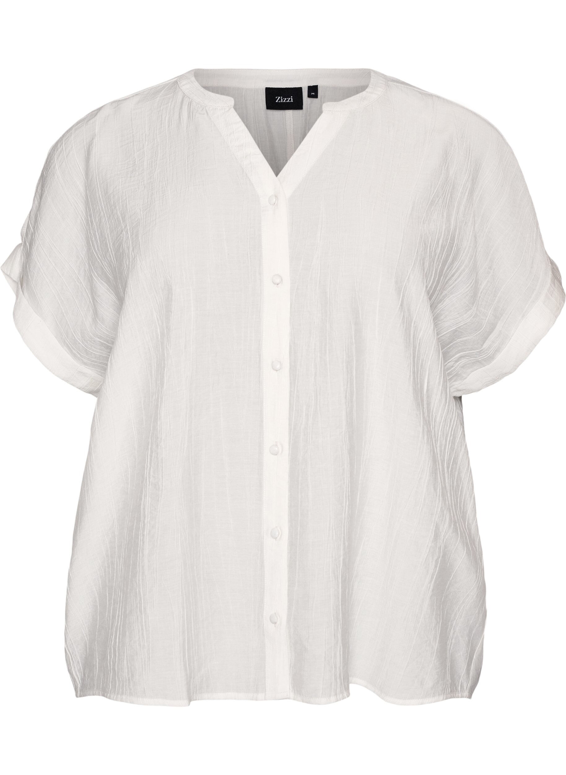 ZizzifashionViscose blouse with buttons and texture, Vanilla, Packshot image number 0