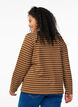 Striped polo shirt with zipper, Brown, Model image number 2