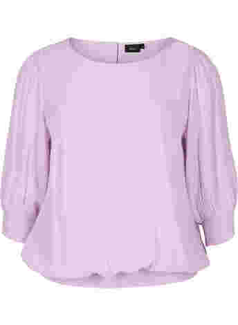 Solid-coloured viscose blouse with a balloon effect