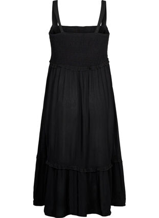 Viscose midi dress with smock, Black, Packshot image number 1