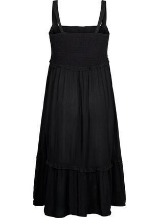 Viscose midi dress with smock - Black - Sz. 40-64 - Zizzifashion Viscose midi dress with smock - Black - Sz. 40-64 - Zizzifashion