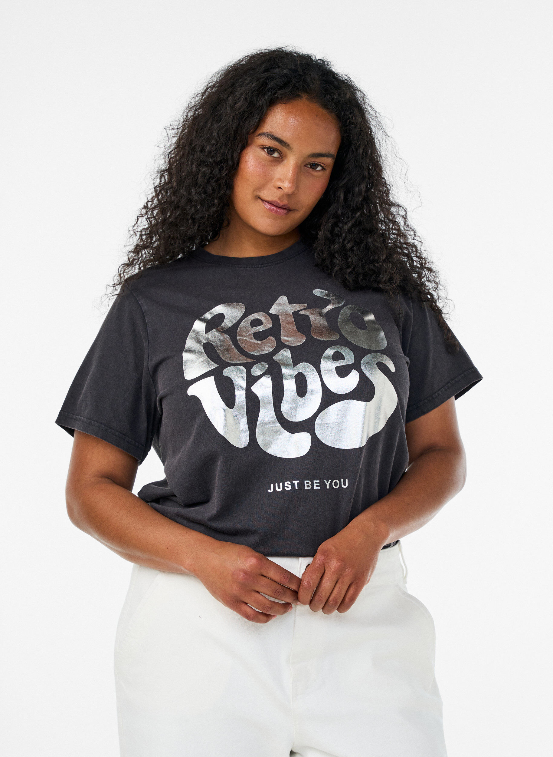 ZizzifashionOrganic cotton graphic T-shirt, Black, Model image number 0