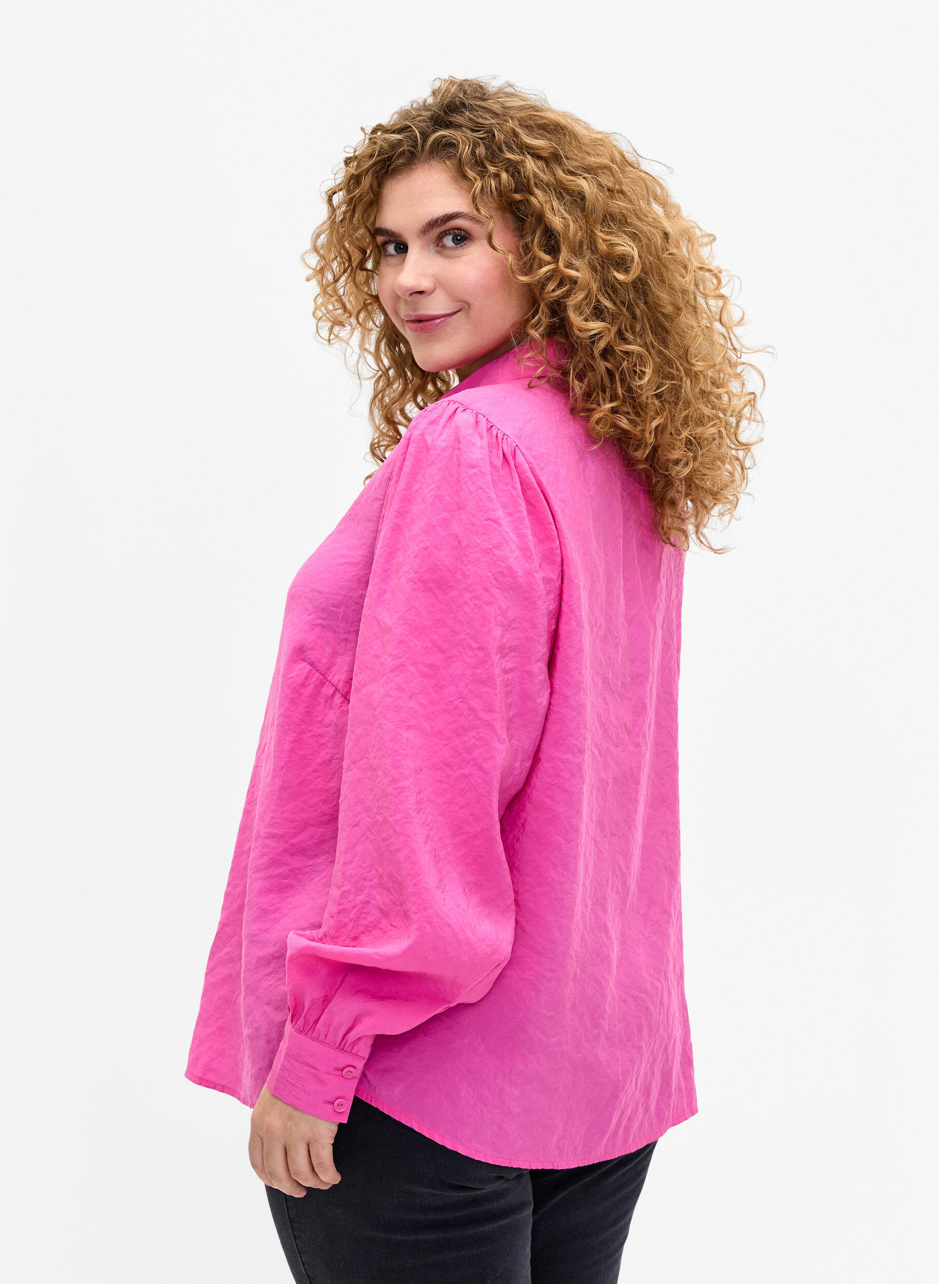 Zizzifashion Long-sleeved shirt in TENCEL&trade; Modal, Phlox Pink, Model image number 1